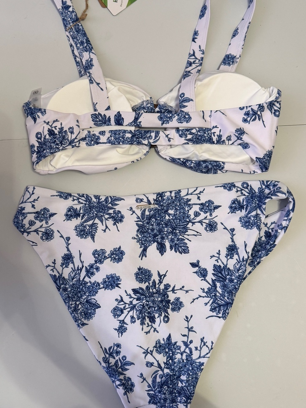 White & Blue Floral Two-Piece Bikini Set - Picture 2 of 2